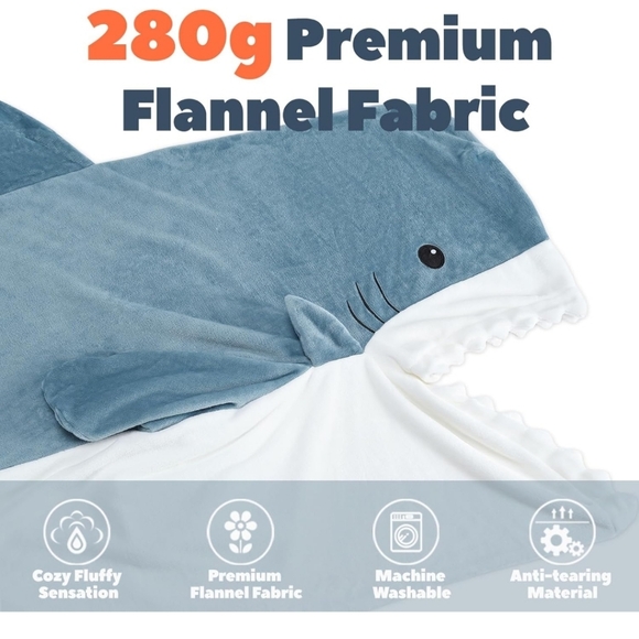NWT Touchat Shark Blanket for Adult Super Soft Flannel Throw Wearable Blanket - Picture 3 of 4